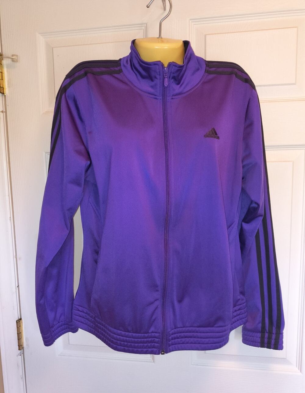 adidas Women’s Purple/Black Full Zip Solid Track Jacket Knit Polyester Size L